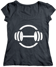 A black shirt with a white ABC Fitness Studio logo on it